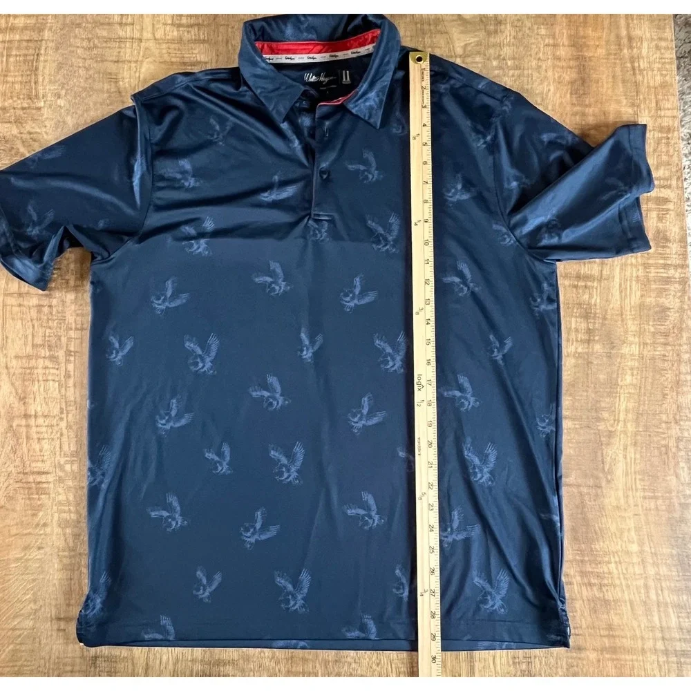 Walter Hagen 11 Majors Mens Navy Blue Eagle Print Golf Polo Shirt Large